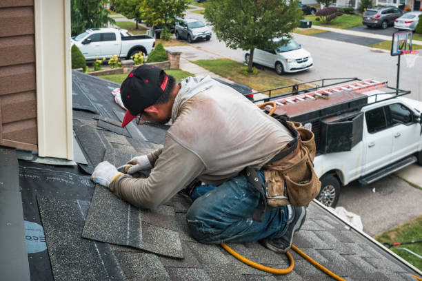 Professional Gutter Installation technician working in Medford, MN